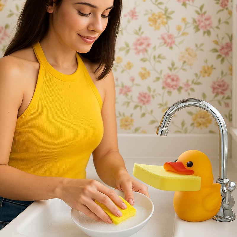 Dependable Products Duck Sponge Holder for Kitchen Sink â€“ Cute Animal Design with Dual-Sided Sponge â€“ Fun Dishwashing Accessory or Novelty Gift â€“ Dependable Industries Inc. Essentials - Image 2